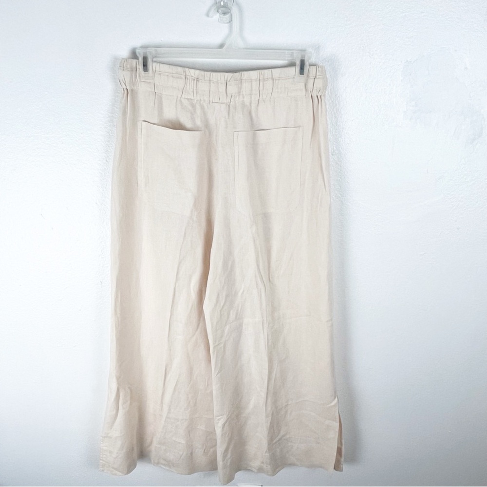 A.L.C. 100% Linen Cream High Rise Wide Leg Drawstring Waist Pockets Pants 12 - Picture 2 of 10
